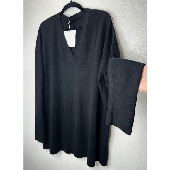 NWT The Row Black Amherst V-Neck Long Sleeve Cashmere Blend Sweater XL - Picture 1 of 16